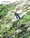 Rappelling on a natural rock face at Park Woods Shoghi.