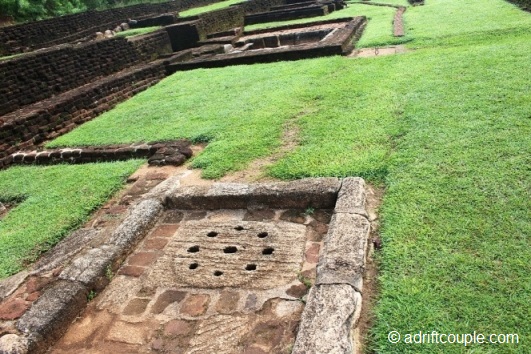 Elaborate network of  water pavilions, pools, courtyards and water courses at Sigiriya.