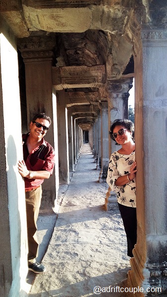 Pillared Corridor in Angkor Wat Complex, Siem Reap, Cambodia.