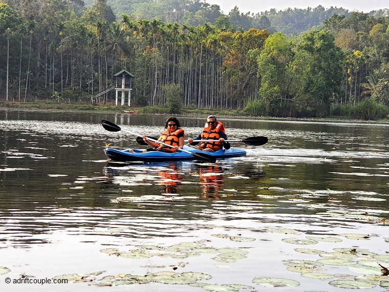 Kayaking in Karlad Lake, Wayanad, Kerala.